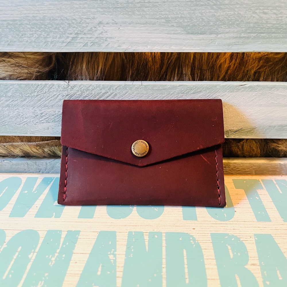 Genuine Leather Mini Wallet in Merlot. Brand New